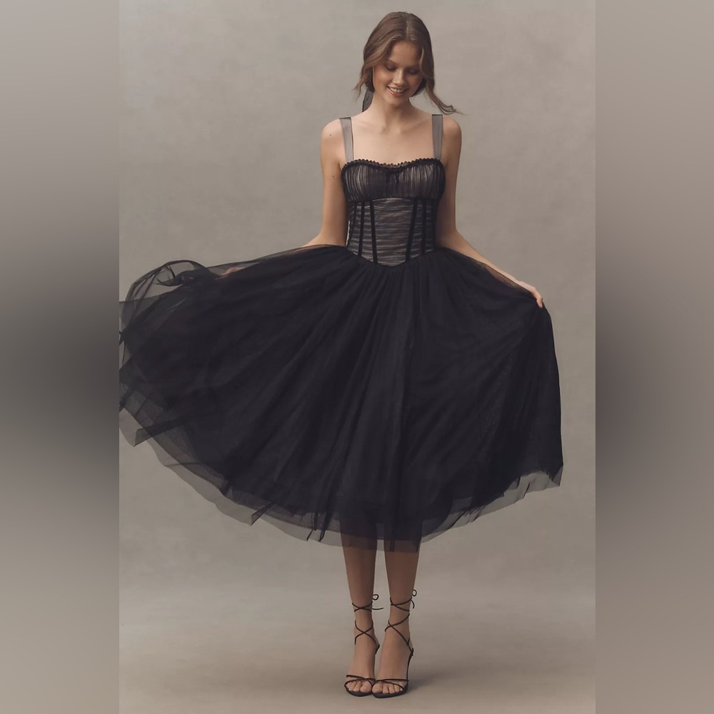 BHLDN Tulle Corset Fit & Flare Dress
